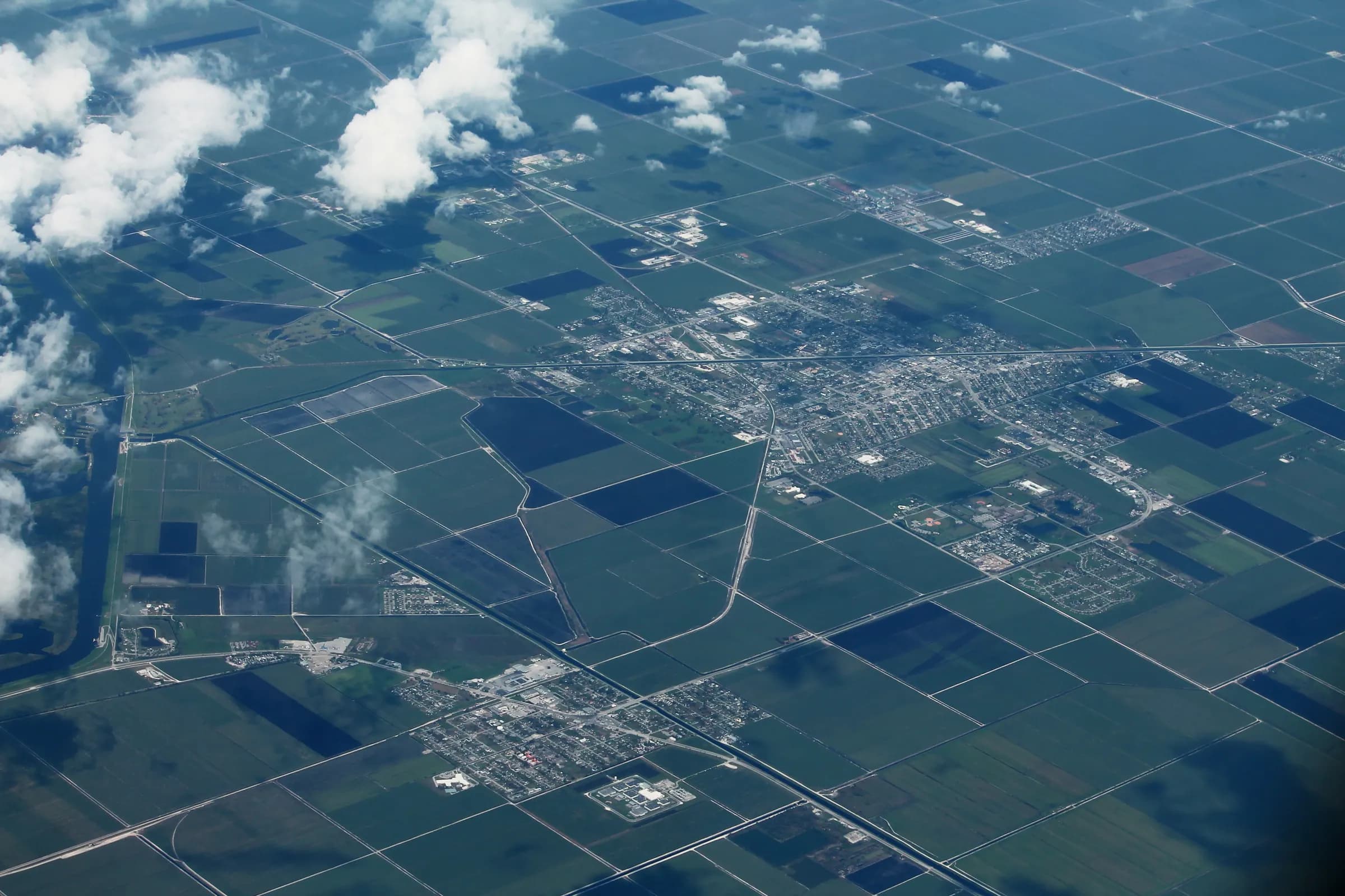 Aerial view of Belle Glade and South Bay, Florida