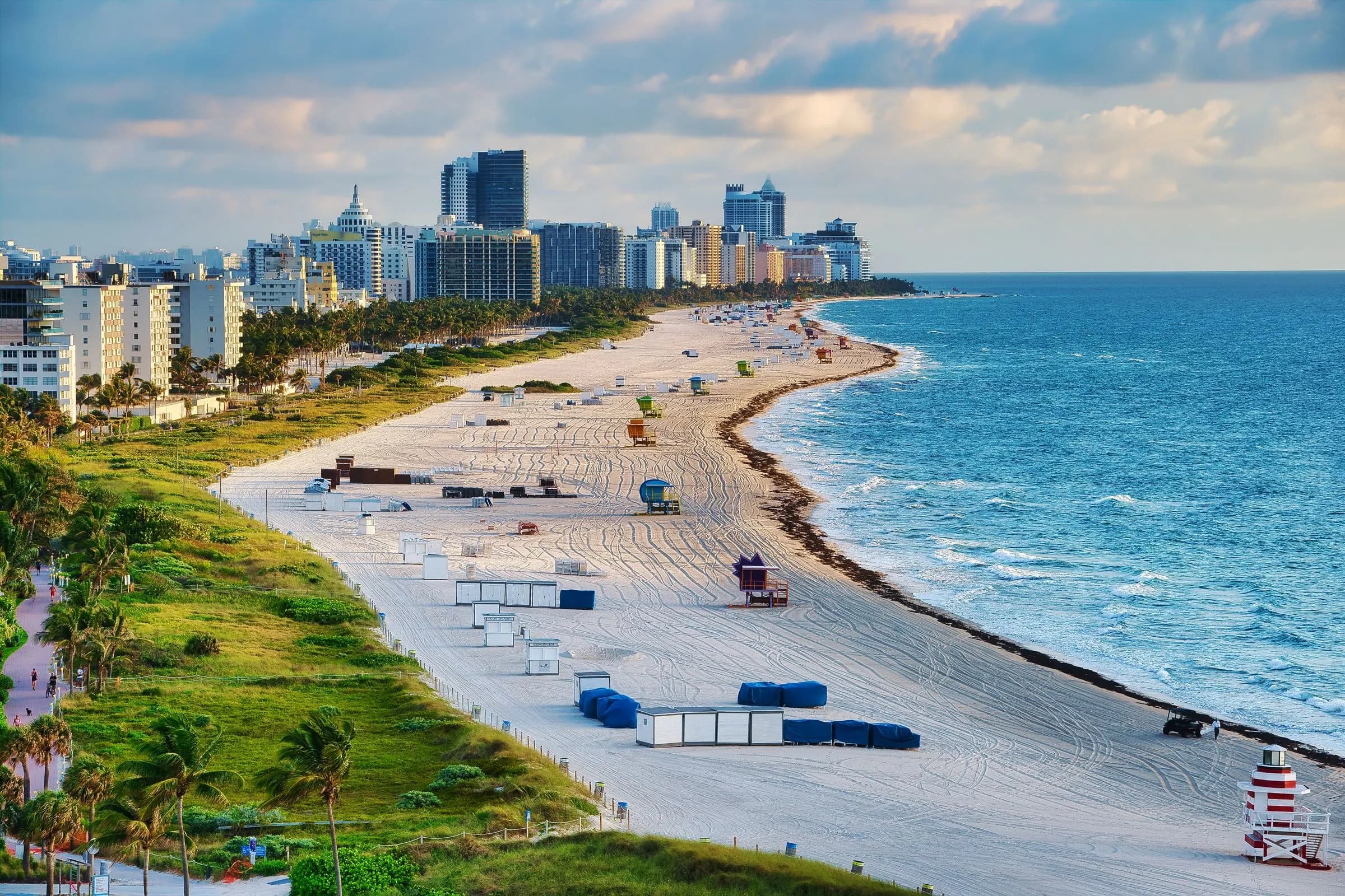 Aerial view of the Miami Beach skyline along the Atlantic Ocean