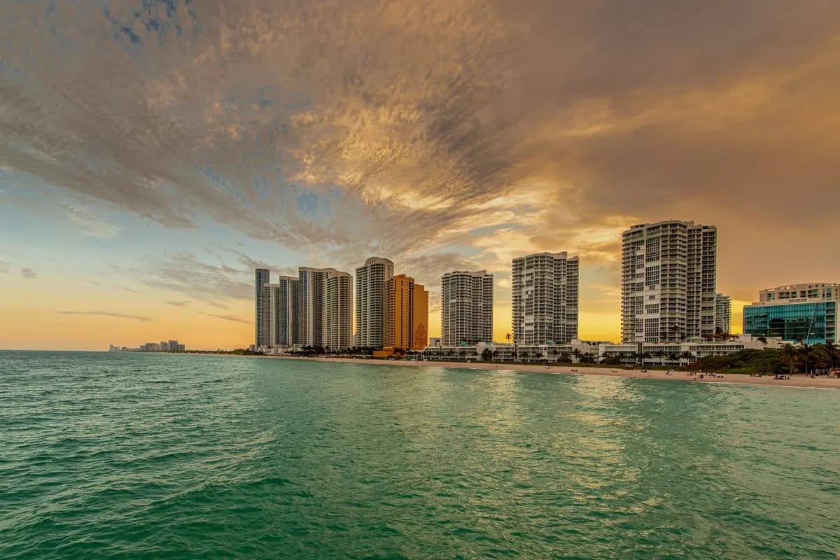 Sunny Isles Beach skyline of oceanfront towers by the water